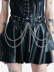 MortiRose 1件女士哥特风腰带链流苏装饰性感腰链，适合日常通勤穿搭、万圣节、圣诞派对等场合 - 黑色 - 查看 1
