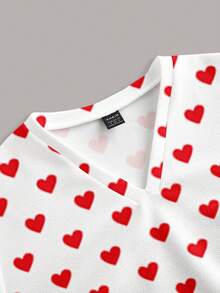 PopScrub Women's Scrub Top, Heart Print Pattern, Suitable For Work Commute, Pet Hospital - Multicolor - View 4
