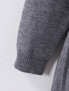 SHEIN 青少年女孩灰色特殊刺繡圓領套頭毛衣與百褶裙針織套裝，柔軟舒適，適合日常穿著、外出、旅行、度假、居家、托兒所及玩耍 - 彩色 - 查看 4
