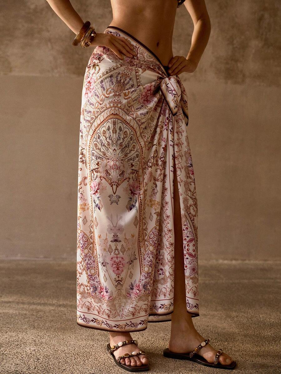 MOTF PREMIUM ELEGANT ALL-OVER PRINT MULTIFUNCTIONAL SWIMSUIT COVER-UP SCARF SKIRT - Multicolor - View 2