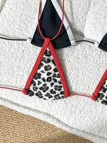 SHEIN Swim 2026 女款掛脖比基尼套裝，適合海灘度假與海邊休閒 - 彩色 - 查看 3