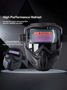 1Pc Auto Darkening Full Face Welding Helmet, Split Type Auto Shade Welding Goggles, Lightweight Heat Insulated Anti-Glare Anti-Scald Protective Mask For Industrial, Auto Repair & Welding Safety Work - Black - View 12