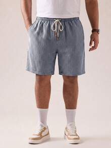Manfinity RebelGame Men's Plus Size Striped   Casual Daily Shorts - Grey - View 4