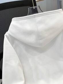 SHEIN 青少年男孩休閒寬鬆舒適百搭素色運動衫 - 白色 - 查看 8