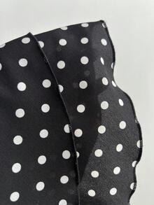 Sunnyshic Women's Autumn Black Polka Dot Print Halter Neck Tie Back Open Back Multi-Layer Ruffle Waist A-Line Mini Dress, Vintage Romantic, Versatile For Shopping, Dating, Commuting, Daily Wear - Black - View 7