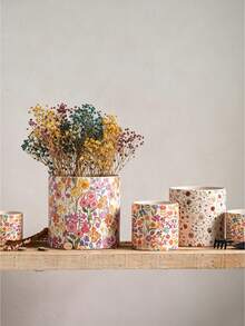 Haus Hana 1pc Cute Nordic Floral Print Ceramic Pot, Round Breathable Terracotta Planter With Drainage Hole For Succulents & Phalaenopsis - multicolor - View 2