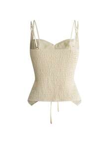 ROMWE Women's Solid Color Lace-Up Design Casual Aesthetic Y2k Versatile Daily Night Club Outing Night Out Concert Camisole Top Pale Yellow Summer - White - View 10