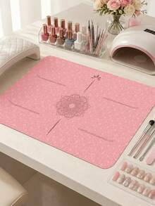 Light Pink Nail Art Table Mat, Made Of Waterproof And Soft PU Leather, Designed For Studio Tabletops And Foldable Nail Art Armrests. Ideal For Nail Artists In Salons And For Home Use. - Pink 1 - View 7