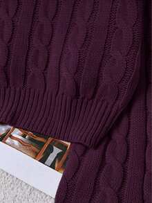 Franclia Casual Versatile Solid Color Cropped Sweater - Bold Plum - View 6