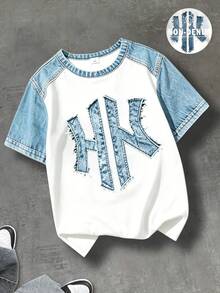 SHEIN Teen Boys Short Sleeve Crew Neck T-Shirt + Pocket Shorts 2pcs Set - Multicolor - View 4