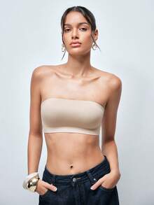 Softvol Women's Summer Strapless Bra Set, Including Spaghetti Strap Bra, Spaghetti Strap Top, Backless Blouse And Camisole - Beige - View 6