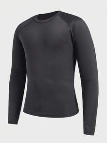 EASEVO Men's Plus Size Solid Color Raglan Long Sleeve Swim T-Shirt Mens Graphic Tees - Dark Grey - View 2
