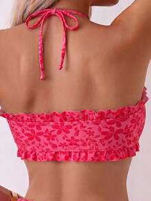 Swim Mod Conjunto de bikini con estampado floral pequeño para vacaciones casuales en la playa primavera/verano - Multicolor - Ver 6