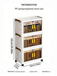 1 个 38 厘米/14.96 英寸宽的塑料储物柜，小型折叠储物盒，厨房餐厅储物柜，厨房置物架，家用客厅玩具柜置物架，缝隙收纳柜，厨房缝隙储物柜，圣诞礼物，储物盒，床底储物 - 透明茶 - 查看 16
