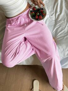 CovetEZ Este pantalón con estilo de rayas rosas es muy adecuado para uso casual, vacaciones, uso en el hogar y en la playa. - Rosa - Ver 7