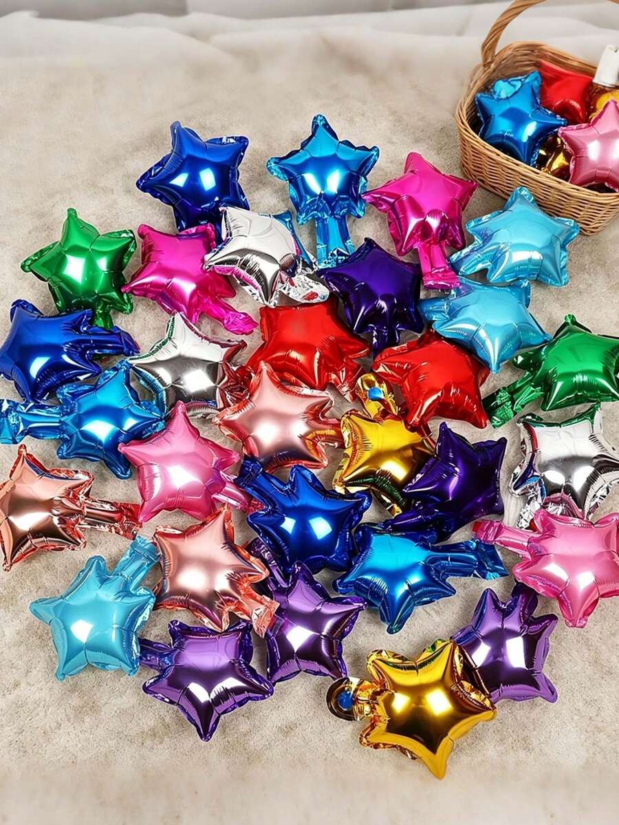 MINKOJA 100 piezas Globos de aluminio con forma de estrella de 5 pulgadas Mini Pentagrama Decoración para fondo de pared de fiesta de cumpleaños feliz Escenas de boda Celebración de aniversario Decoración de ambiente al aire libre Arreglos de decoración de tienda Globos - Mini Star - Ver 1