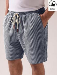 Manfinity RebelGame Men's Plus Size Striped   Casual Daily Shorts - Grey - View 3