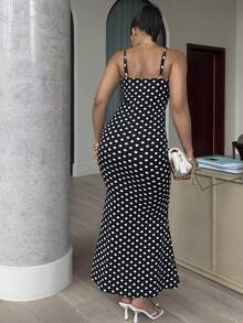 leahseptember Black & White Polka Dot Sexy Casual Backless Sleeveless Women's Spaghetti Strap Dress, Spring & Summer Elegant - Black and White - View 2