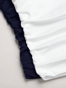 SHEIN Girlism Tween女孩簡約舒適抓皺抹胸背心兩件組 - 藏蓝色 - 查看 4