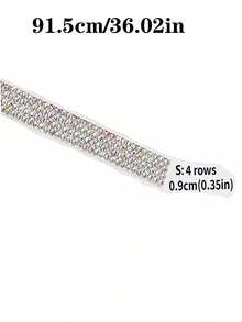 1 yarda de Cinta de Cristal Rhinestone Autoadhesiva, Tiras de Rhinestone, Pegatinas de Cinta Brillante de Diamante DIY para Manualidades, Decoración de Teléfonos y Automóviles - Blanco - Ver 8