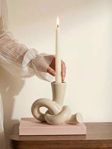 Cirelle 1pc Minimalist Ceramic Candle Holder, Elegant Tea Light Stand, Suitable For Home Decoration, Living Room, Bedroom, And Office. - multicolor - View 5