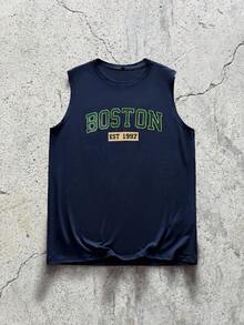 EVRINFINITE Men's Fashionable Sleeveless Top, Suitable For Summer Couple Matching Outfit Vacation. - Navy Blue - View 6