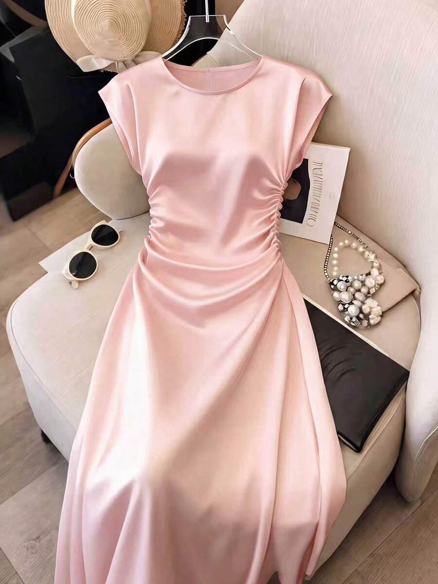 Franclia 夏季洋裝 春季穿搭洋裝 春夏優雅度假穿著 女裝 優雅派對洋裝 新春夏繫帶女裝 白色洋裝 新款收腰顯瘦女裝 - 粉色 - 查看 1