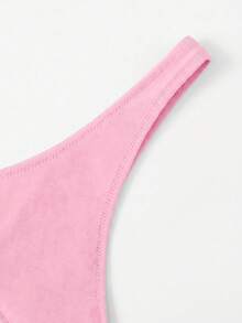 Swim Basics Solid Color Swimsuit Bottoms For Vacation Beach - Pink - View 3
