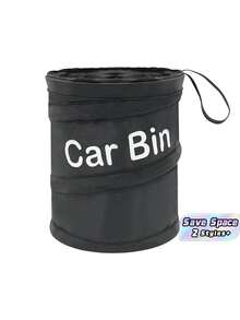 Portable Foldable Car Trash Can, Universal Foldable Car Garbage Can, Waste Paper Basket, Hanging Travel Storage Box Bag - Black - View 1