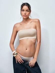 Softvol Women's Summer Strapless Bra Set, Including Spaghetti Strap Bra, Spaghetti Strap Top, Backless Blouse And Camisole - Beige - View 1