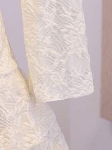 Teen Girl Fall Dresses Fall Asymmetric Neck Long Sleeve Lace Ruffle Hem Dress, Holiday Outfits, Casual, Comfortable - Beige - View 4