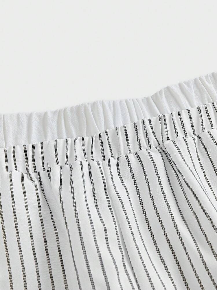 SWAVVY Men's Woven Fashion Casual Loose Straight Leg Pants With Striped Patchwork Waistband - Grey - View 4