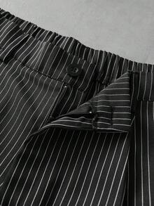 ROMWE MEN 男士條紋鈕扣短袖襯衫與口袋短褲套裝 - 粉色 - 查看 3