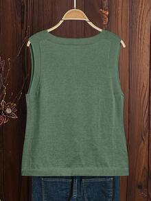 EMERY ROSE Women's Solid Color Casual Versatile Daily Wear Knit Vest - Green - View 2