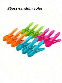 12/24/48/96Pcs Clothes Pegs & Cleaning Clips Set, 73mm Colorful Plastic Heavy Duty Spring Laundry Clips, Back To School Essential, Ideal For Clothes Towels Socks, Random Color - Multicolor - View 9