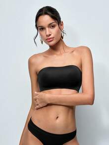 Softvol Women's Sexy Strapless Seamless Bandeau Bra, Wireless, Padless, Seamless,Backless Bra, Breathable Quick-Dry Fabric,Suitable For Dresses And Daily Wear - Black - View 3