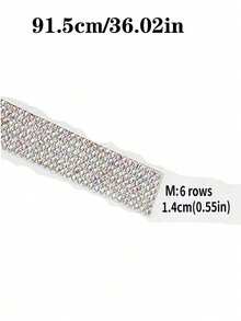 1 yarda de Cinta de Cristal Rhinestone Autoadhesiva, Tiras de Rhinestone, Pegatinas de Cinta Brillante de Diamante DIY para Manualidades, Decoración de Teléfonos y Automóviles - Blanco - Ver 6