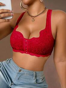 Bare Chapter Women's Front Closure Wireless Bra, 1pc - Red - View 5