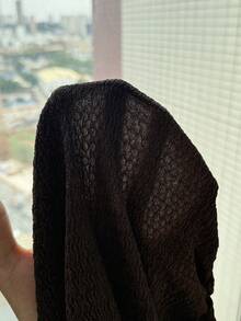 SHEIN 青少年女孩紋理提花金屬感花卉裝飾修身不對稱肩T恤與短褲套裝 - 棕色 - 查看 7