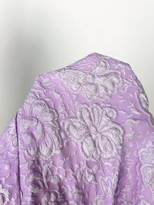 SHEIN Lady Women's Purple Jacquard Short Sleeve V Neck A-Line Swing Fit Flare Elegant Midi Dress Belted Party Cocktail Formal Wedding Guest Church Going Out Fall - Purple - View 8