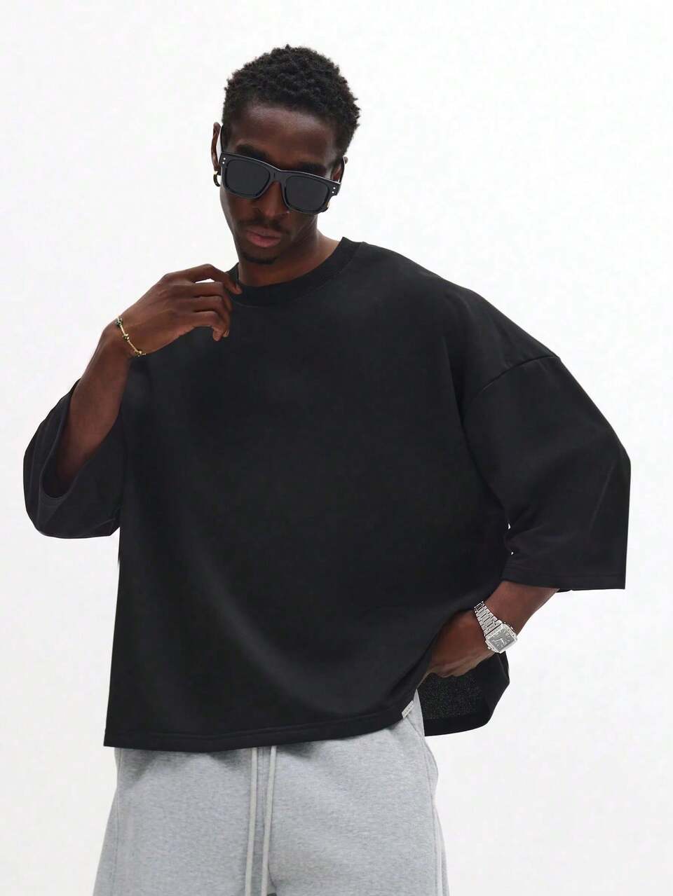 Club Members Only Oversized Boxy Crew Neck Short Sleeve T-Shirt With Bold Back Logo Print