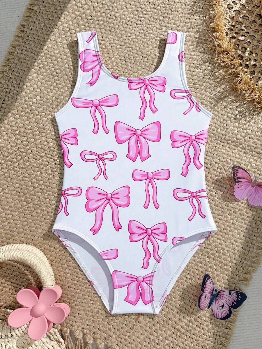 SHEIN 女童连体泳衣速干沙滩泳装，适合4-7岁儿童