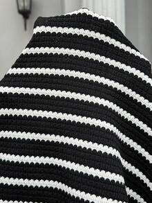 SHEIN Maternity Collared White Pattern Casual Soft Form 1960s Normal Loose Sweatshirt Autumn Outfit For Women Winter Gender Reveal Formal Homewear Office - Black - View 10