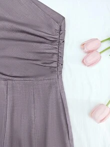 Glimmora Women Solid Color Fashionable Summer Jumpsuit - Purple - View 3