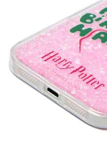 HARRY POTTER X SHEIN Cartoon Pattern Pink Glitter Mobile Phone Case, Anti-Drop Protective IPhone13-17 Mobile Phone Case. - Multicolor - View 5