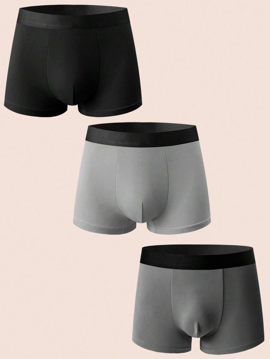 Manfinity Underwear&Sleepwear Basics Men's Simple Comfortable Boxer Briefs (3-Pack) - Multicolor - View 1