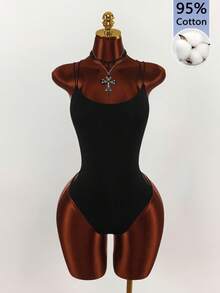 Amplova Body con tirantes dobles, espalda descubierta y cruzado en el pecho - Negro - Ver 4