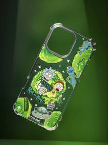 Rick and Morty X SHEIN Cartoon Pattern Transparent Mobile Phone Case, Anti-Drop Protective IPhone13-17 Mobile Phone Case - Multicolor - View 2
