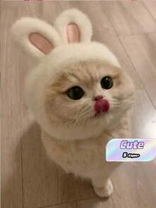 毛絨寵物頭飾，趣味 Cosplay 裝飾帽子，適合小型犬、貓、比熊，可愛拍照造型頭套，適用 2-7kg 寵物，聖誕白色兔子寵物頭飾，萬聖節可愛寵物拍照道具頭飾 - 白色 - 查看 2