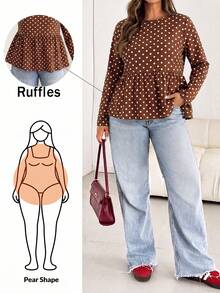 SHEIN LUNE Kemeja Wanita Kasual Motif Cetak Cokelat Musim Gugur/Dingin Gaya 1960-an Serbaguna Ukuran Besar untuk Acara Santai di Musim Gugur dan Kantor - MultiWarna - View 6